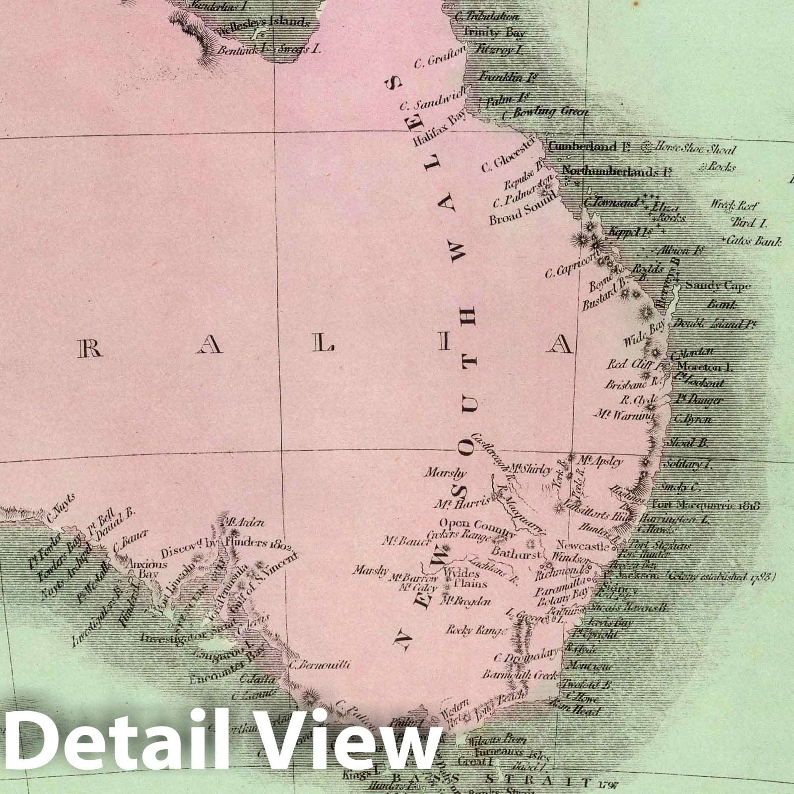 Australia and New Zealand, 1835 - Historical Map Print
