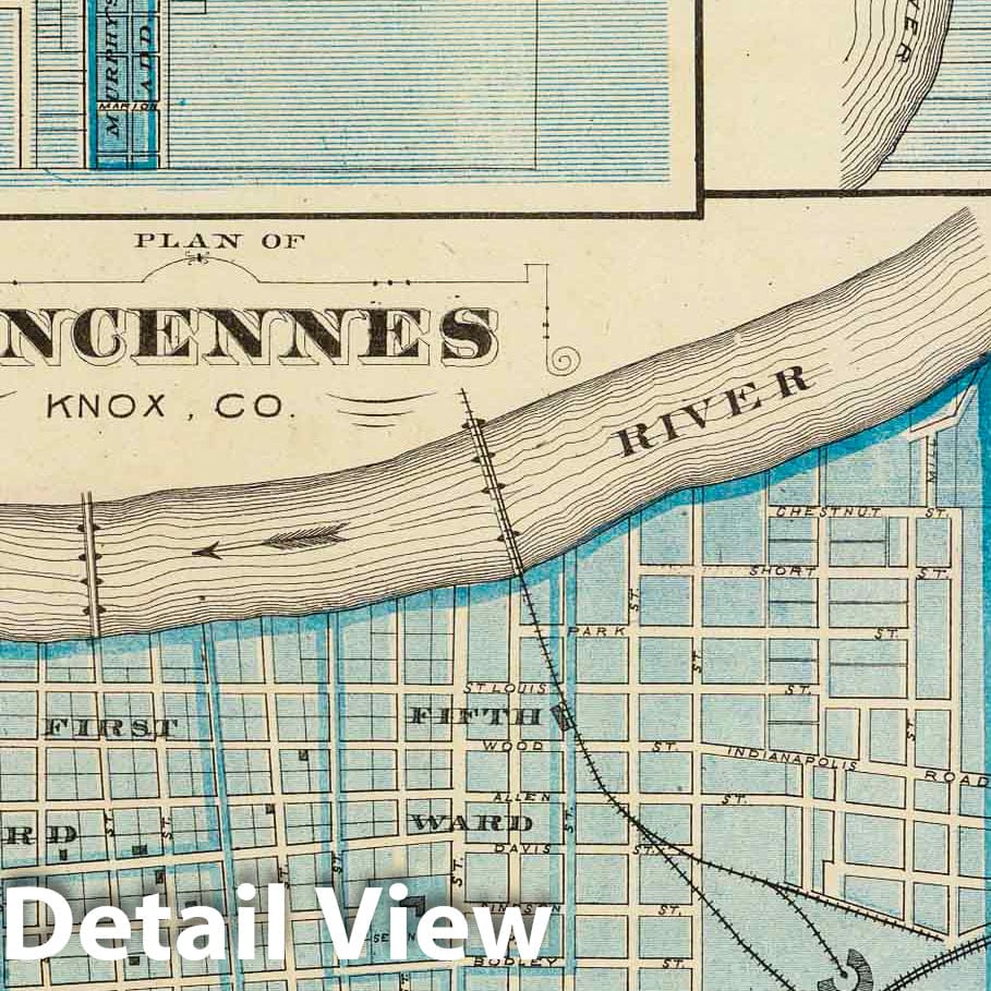 Vincennes and Sullivan County, Indiana 1876 Historical Map Print