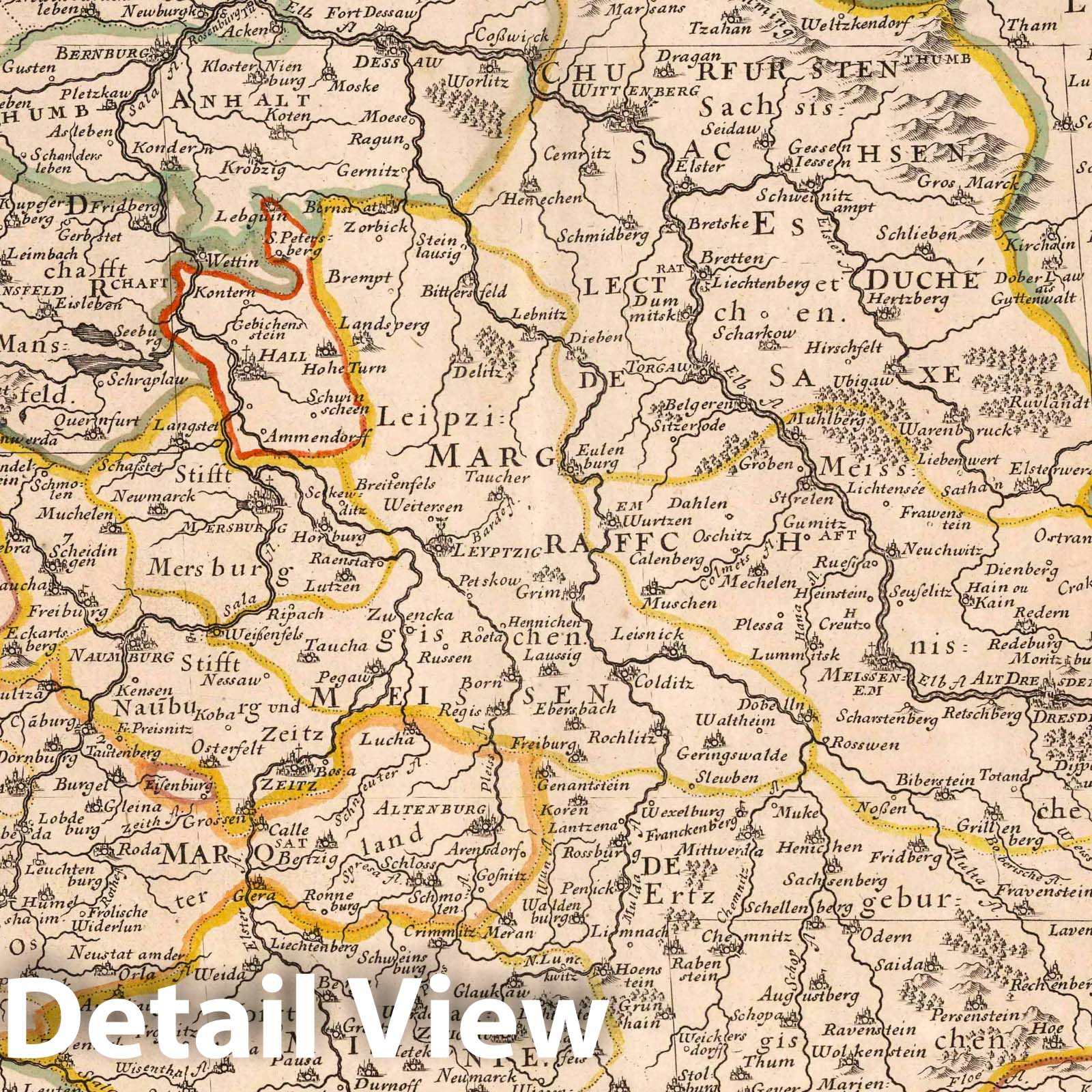 Upper Saxony, Germany 1655 Historical Map Print