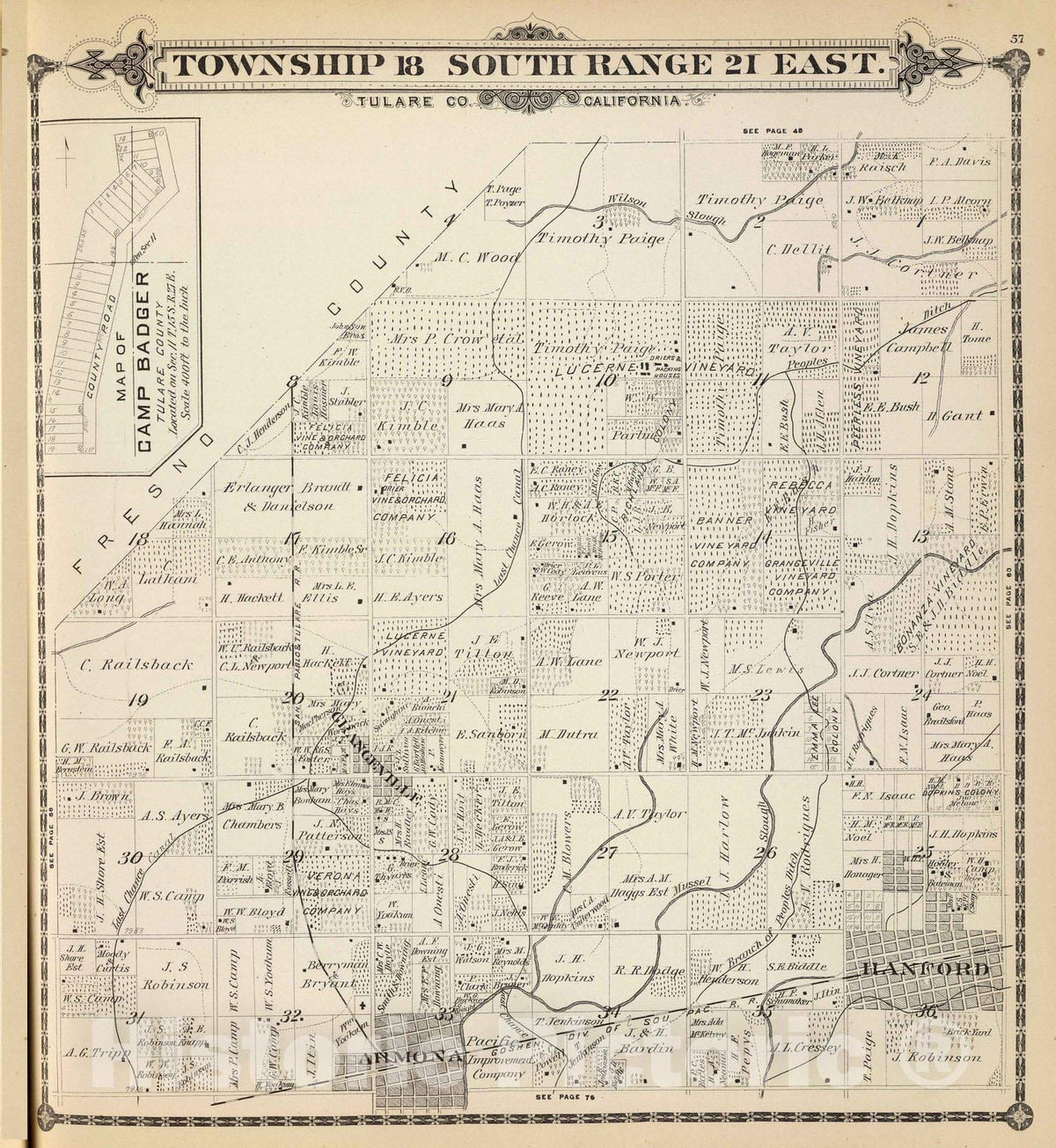 Historic Map : 1892 T.18S R.21E. - Vintage Wall Art