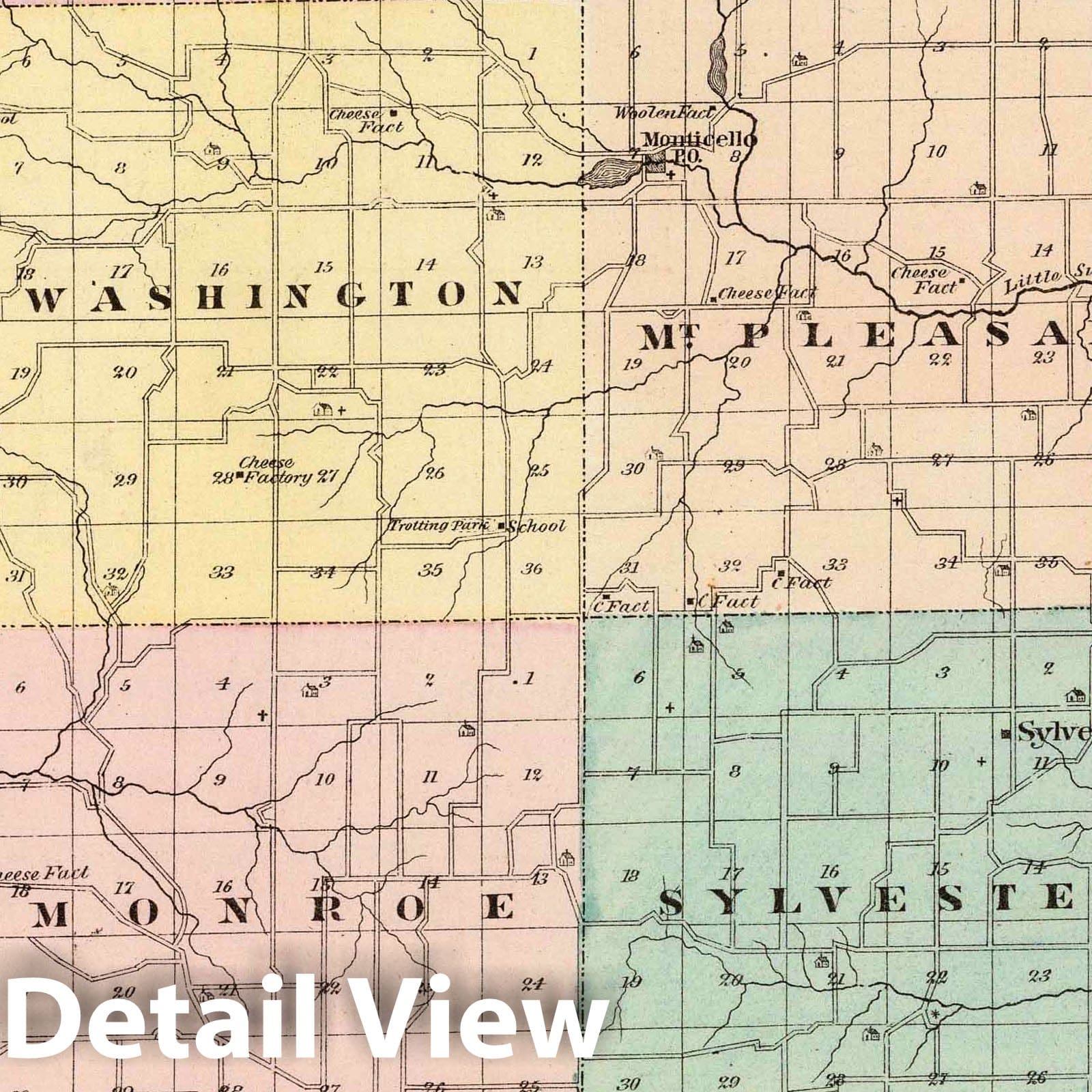 Green County, Wisconsin - Geologic Map, 1878 - Historical Map Print