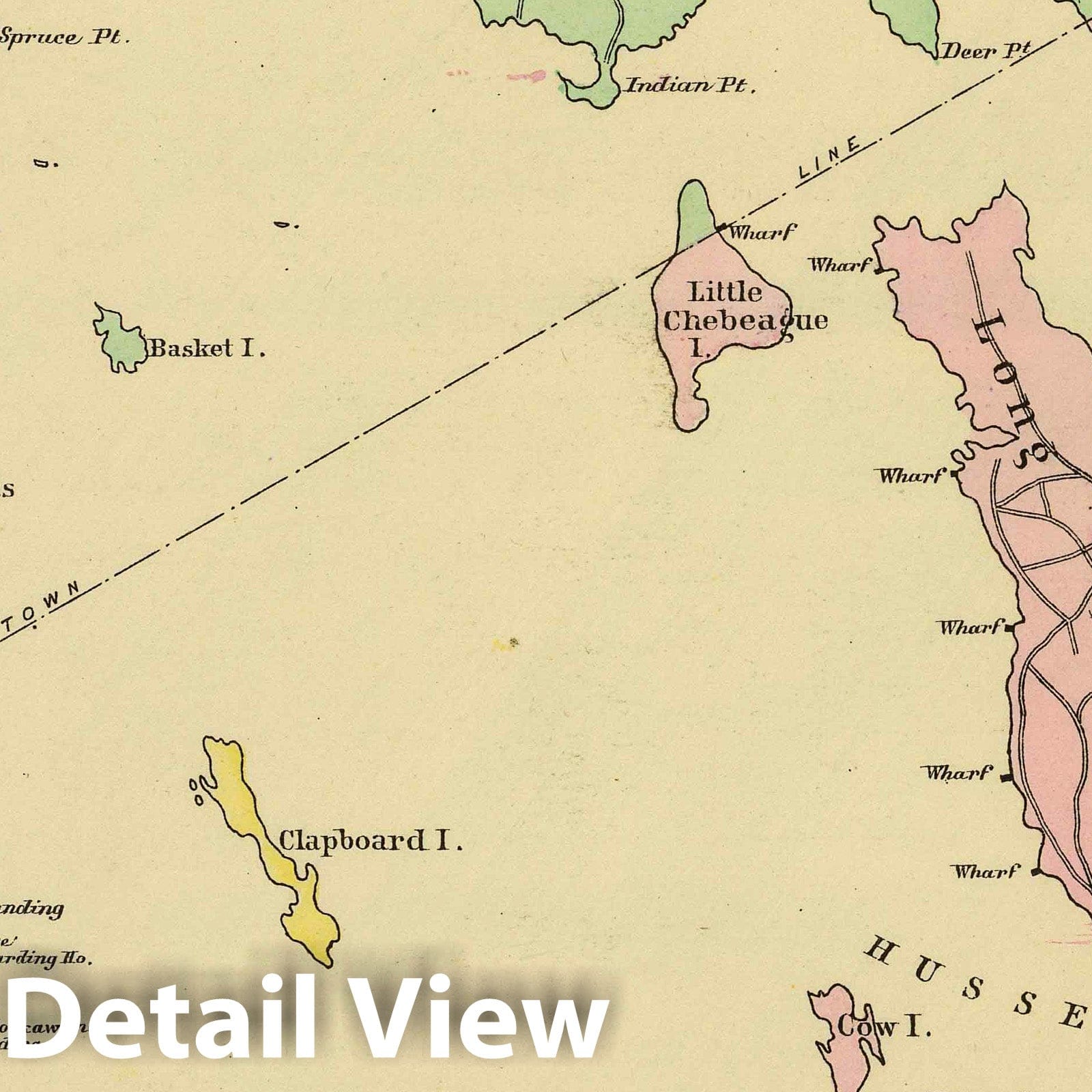 Falmouth Foreside, Casco Bay, Maine - Railroad Map, 1894 - Historical Map Print