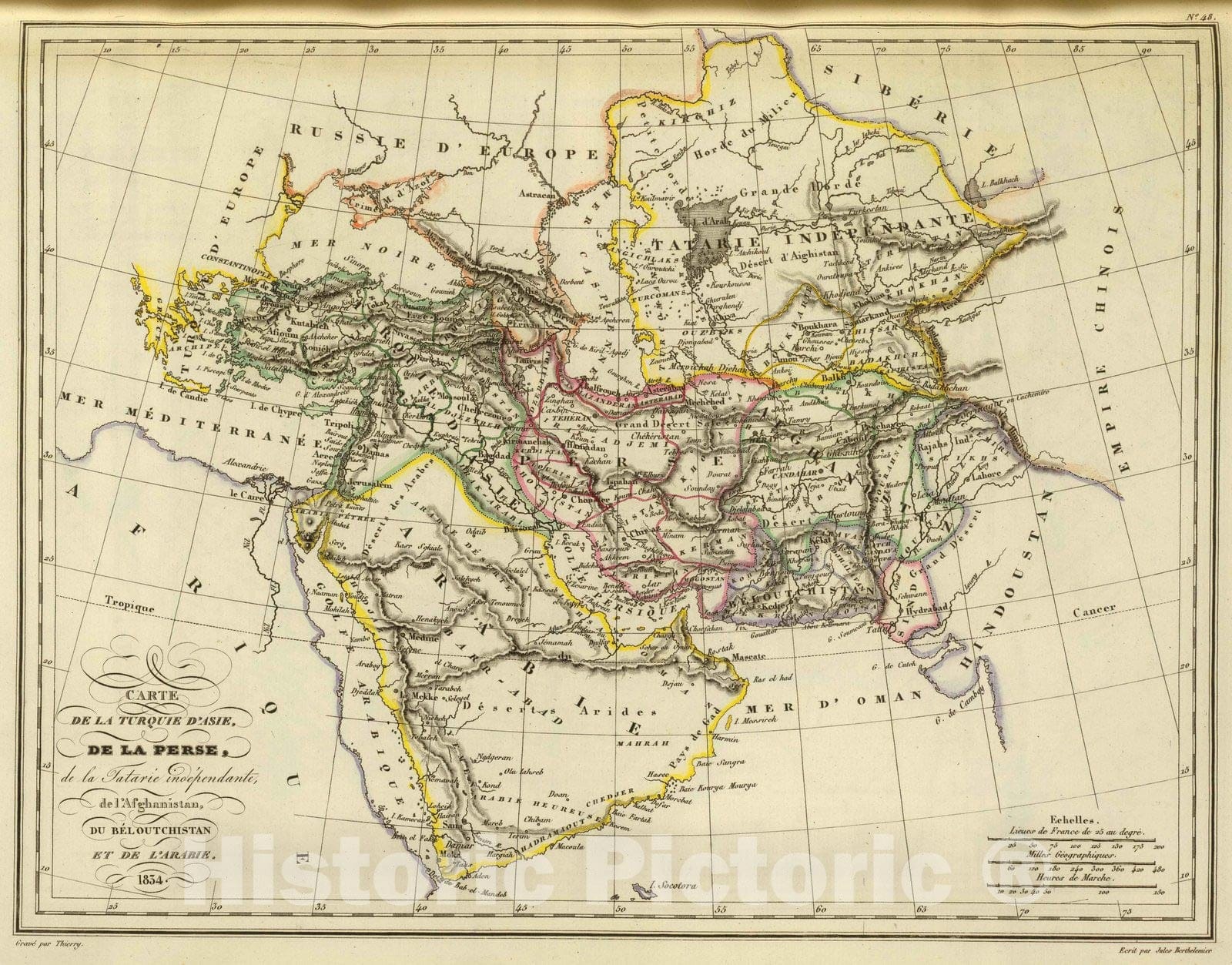 Historic Map : 1837 La turque d'Asie, La Perse, l'Afghanistan, l'Arabie. - Vintage Wall Art
