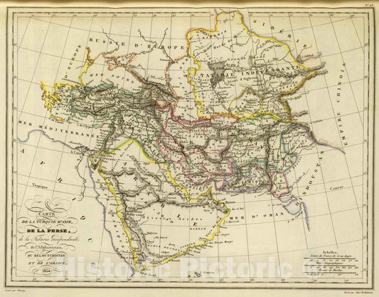 Historic Map : 1837 La turque d'Asie, La Perse, l'Afghanistan, l'Arabie. - Vintage Wall Art