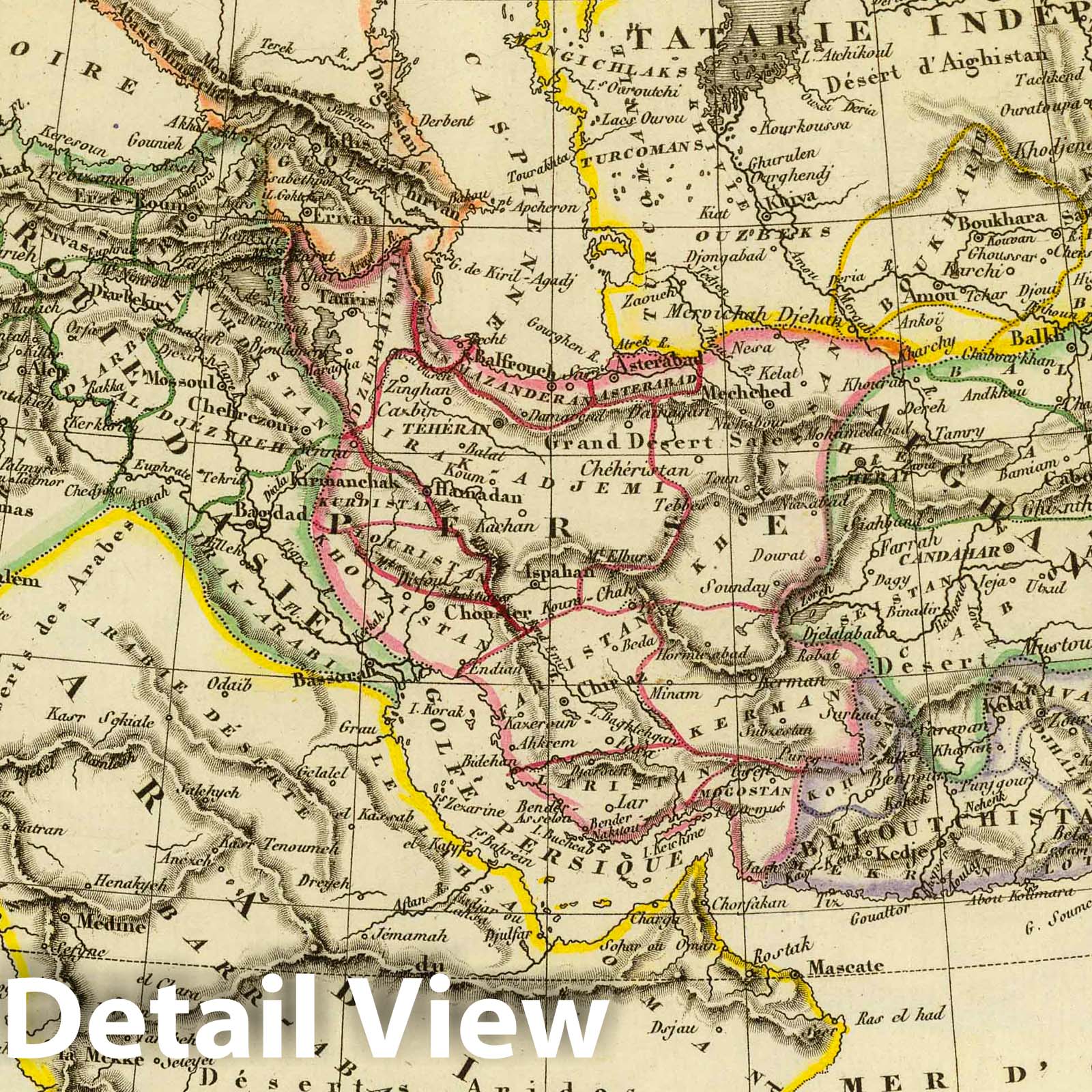 Turkey in Asia, Persia, Afghanistan, and Arabia - River Map, 1837 - Historical Map Print