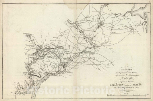Historic Map : Delaware, 1807 Armees Americaine et Britannique en 1776 et 1777 dans le Maryland. , Vintage Wall Art