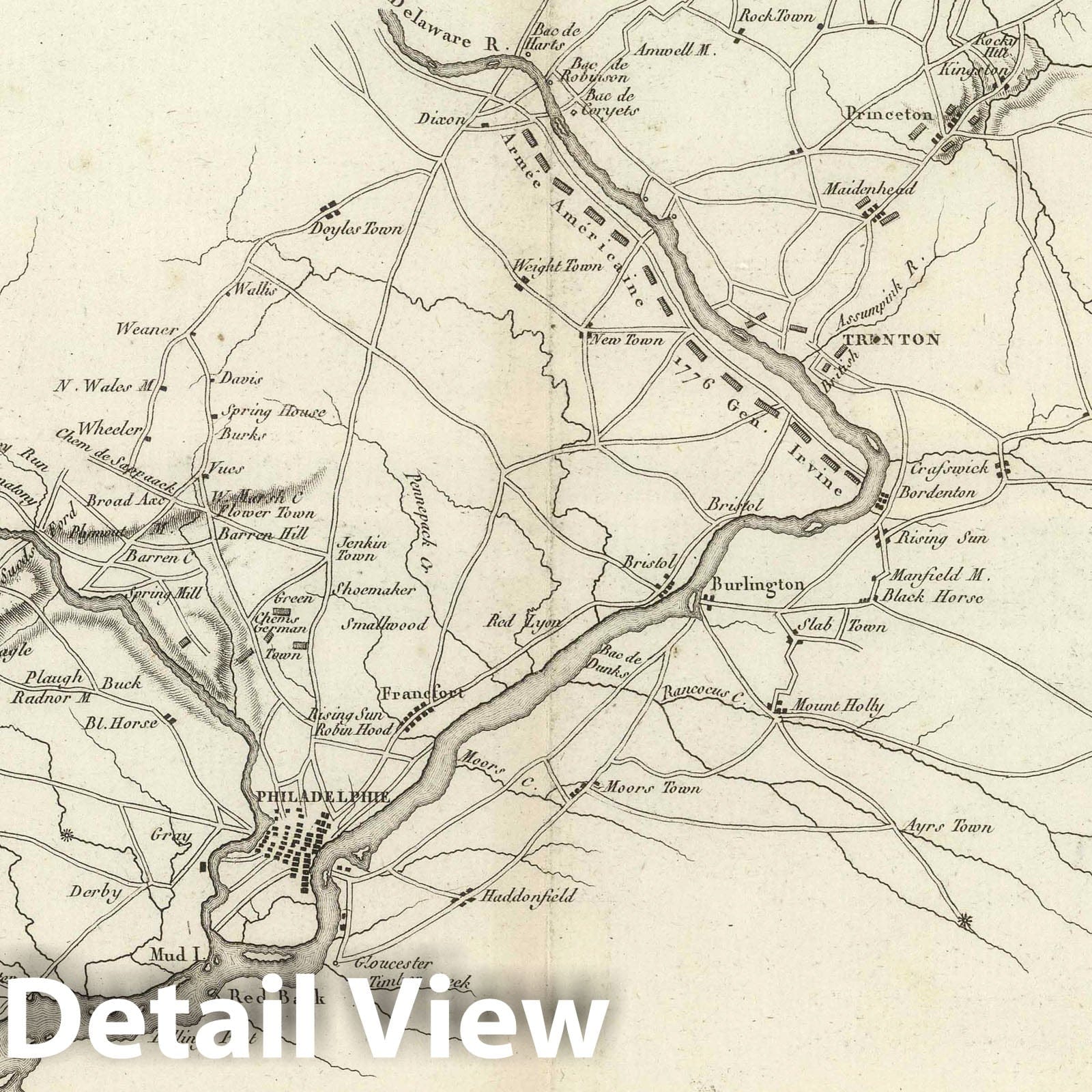 American Revolution: New Jersey, Pennsylvania, Delaware - Military Map, 1807