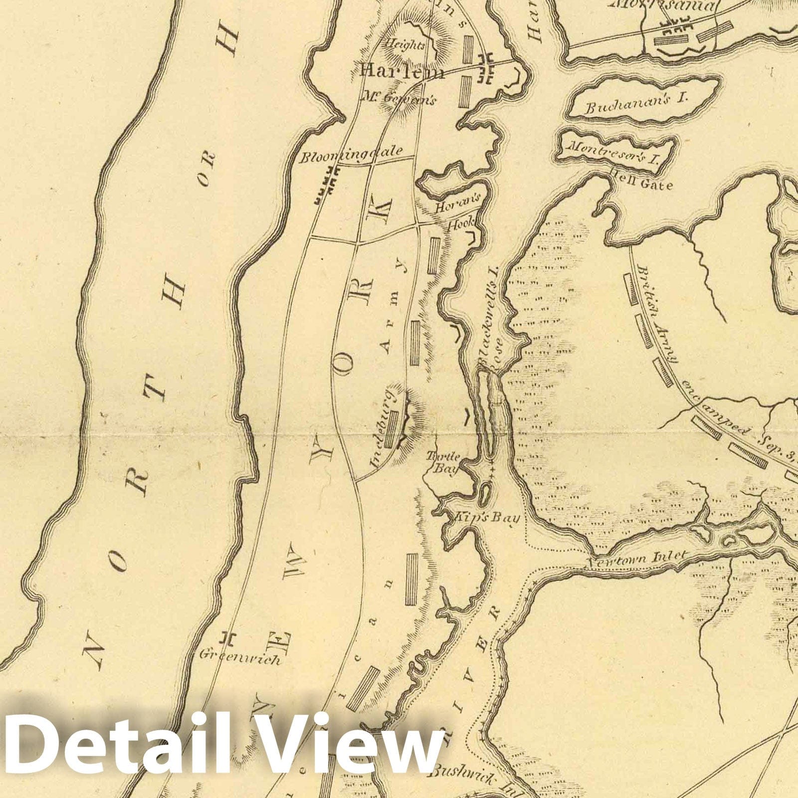 American Revolution: New York Island and Long Island - Military Map, 1807