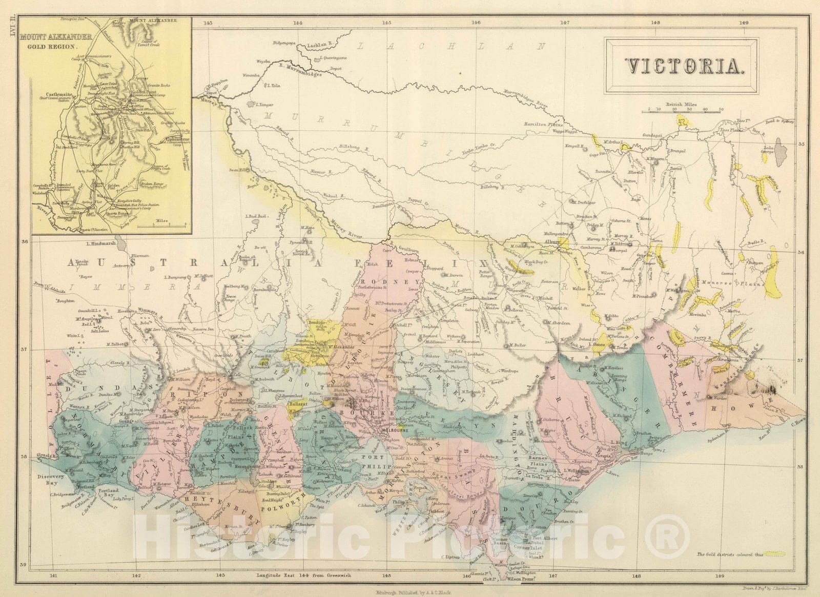 Historic Map : 1854 Victoria : Vintage Wall Art