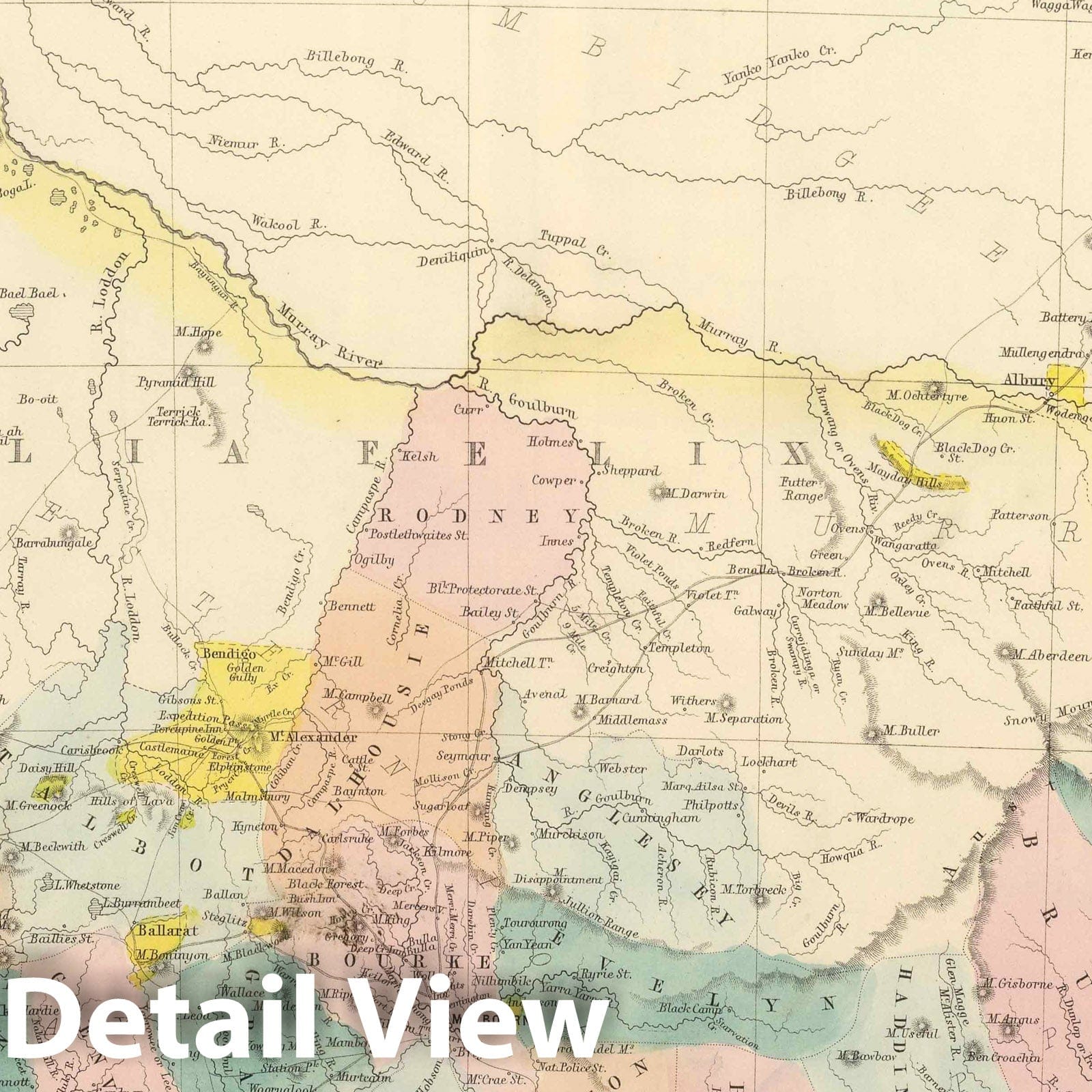 Victoria, Australia 1854 Historical Map Print
