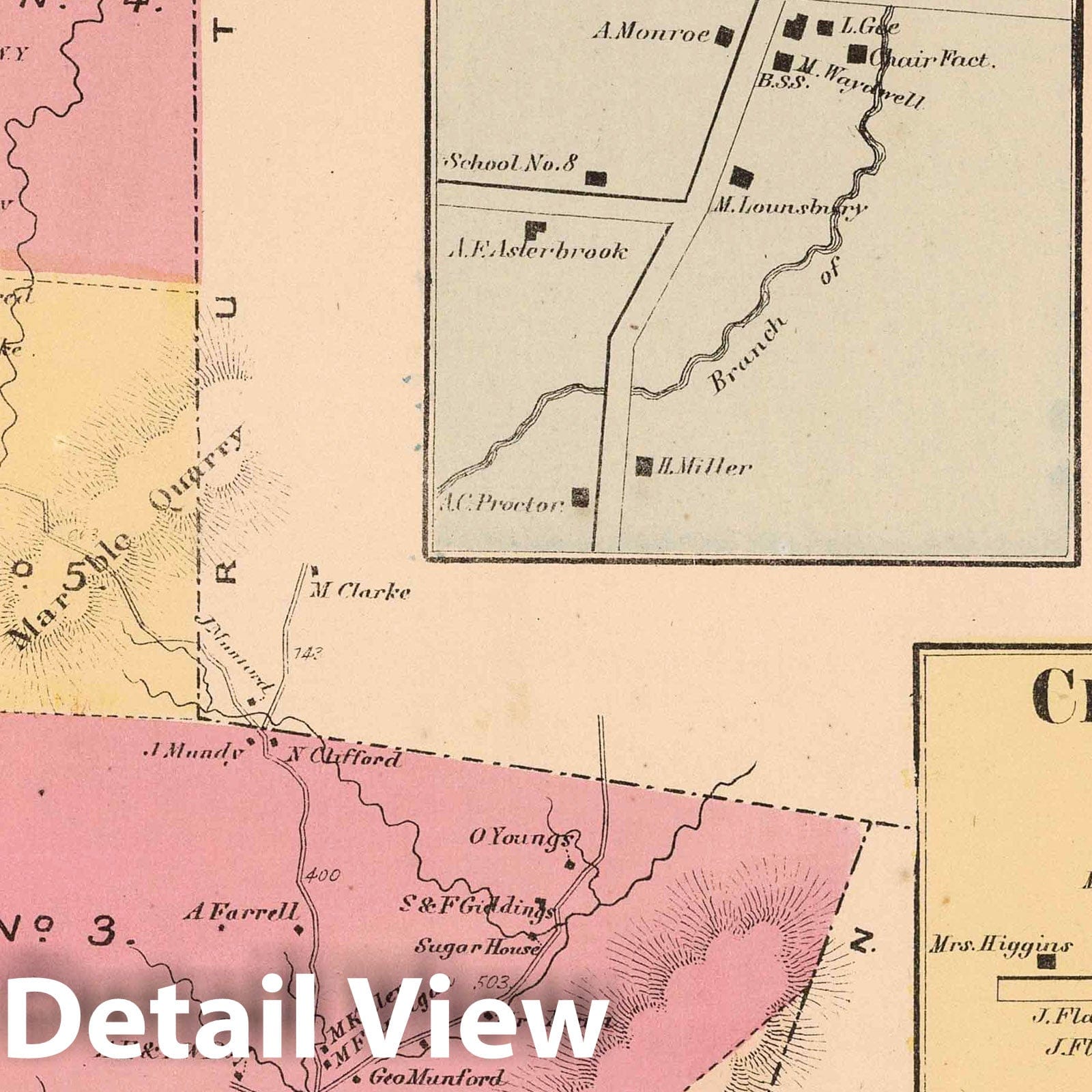 Ira & Clarendon Township, Rutland County Vermont Property Map 1869