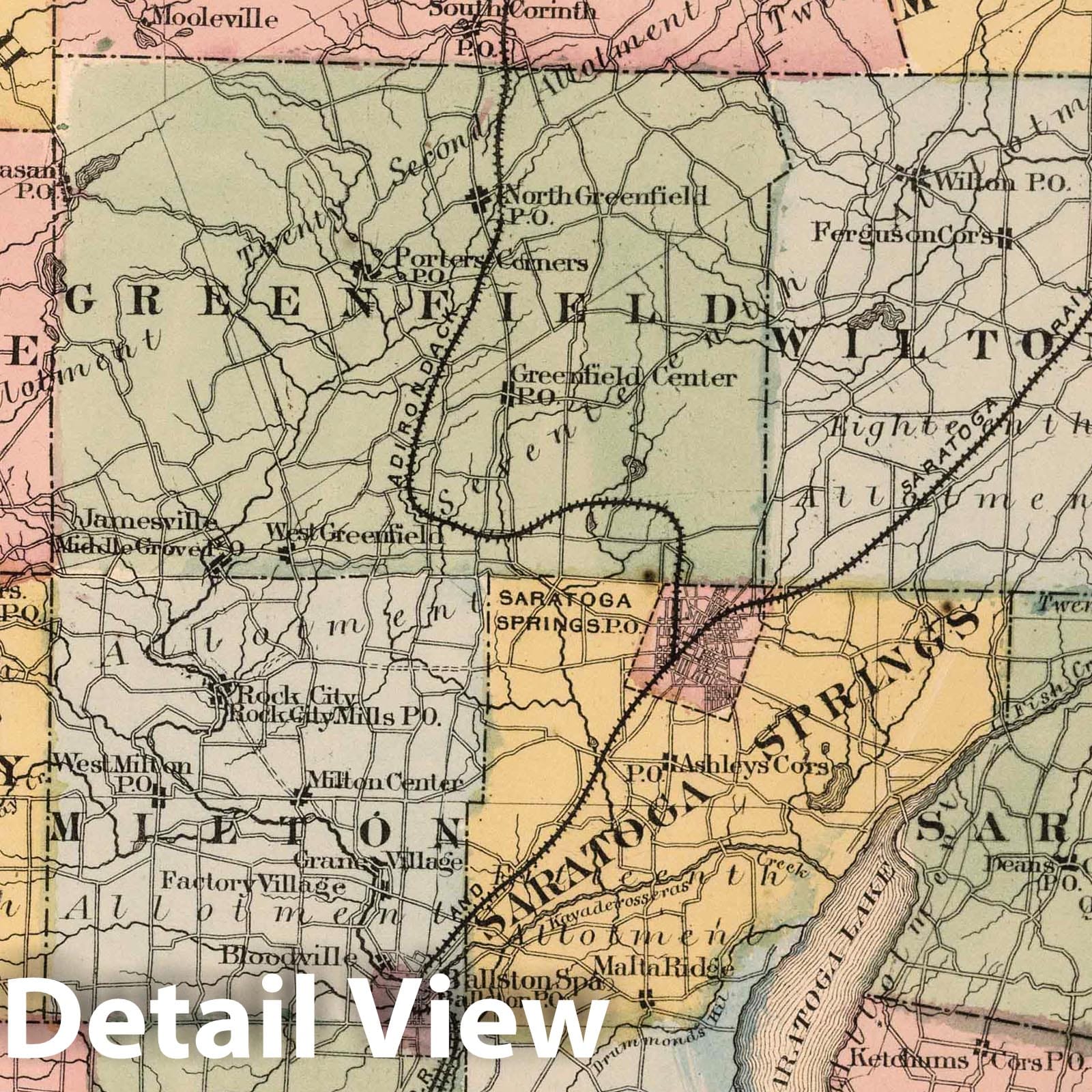 Saratoga County, New York - Property Map, 1866 - Historical Map Print