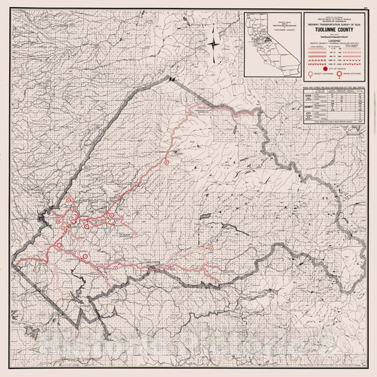 Historic Map : 1935 Tuolumne County. - Vintage Wall Art