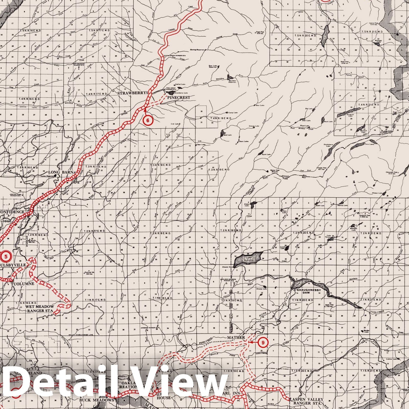 Tuolumne County, California - Road Map, 1935