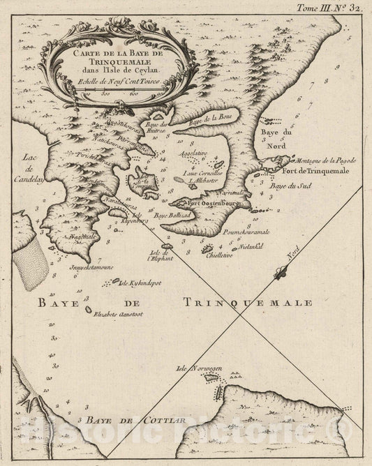 Historic Map : Sri Lanka, South East Asia 1764 Carte De La Baye De Trinquemale : dans l'Isle de Ceylan. , Vintage Wall Art