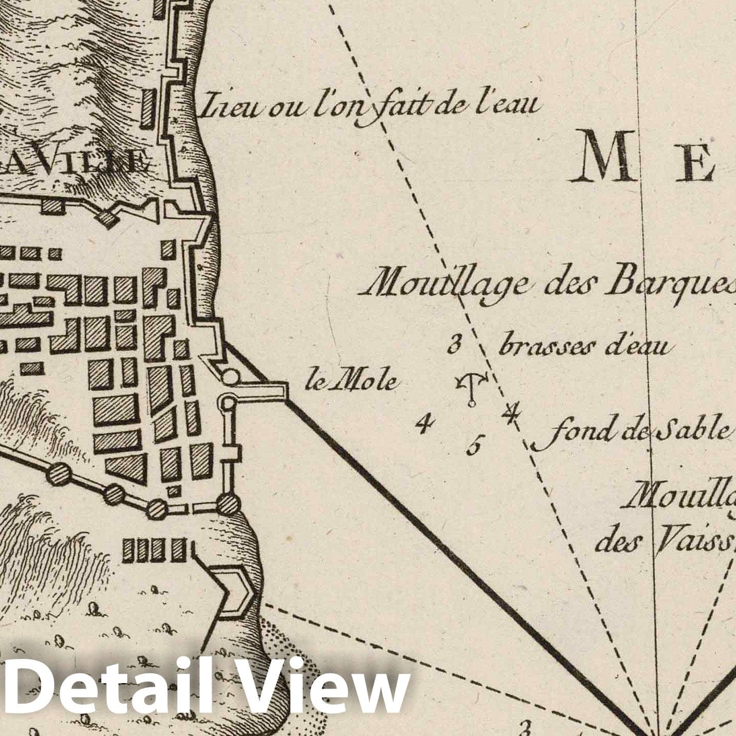 Historic Map : Spain, , Europe 1764 Plan de la rade et ville d'Alicant , Vintage Wall Art