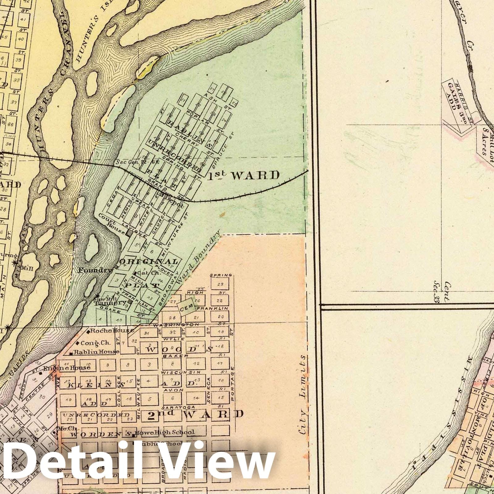 Centralia, Grand Rapids, Galesville & Trempealeau, Wisconsin - 1878 Historical Map