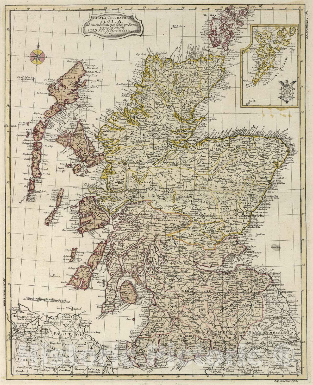 Historic Map : School Atlas - 1753 Tabvla geographca Scotia - Vintage Wall Art