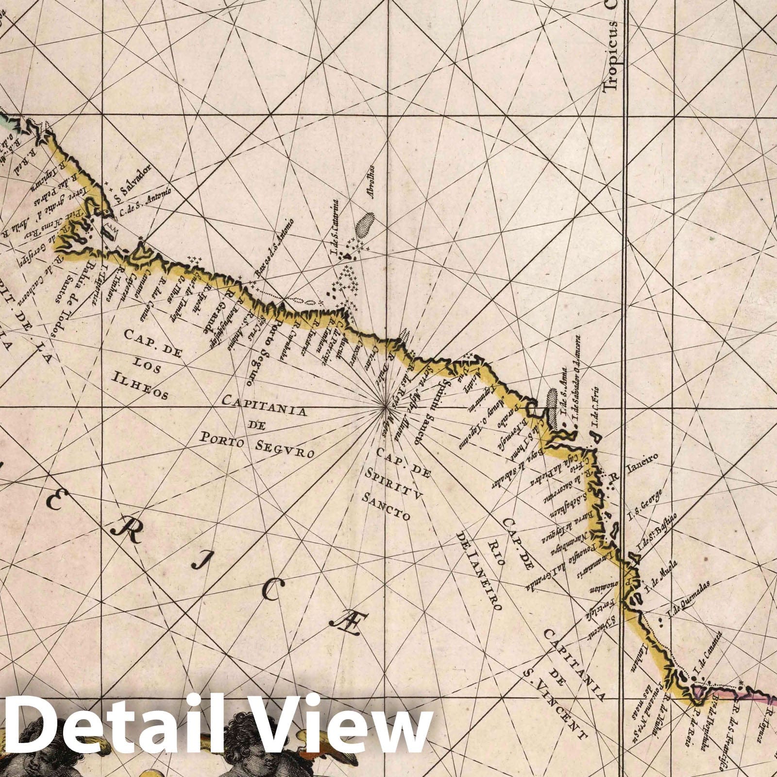 Brazil - Nautical Chart, 1667 - Historical Map Print