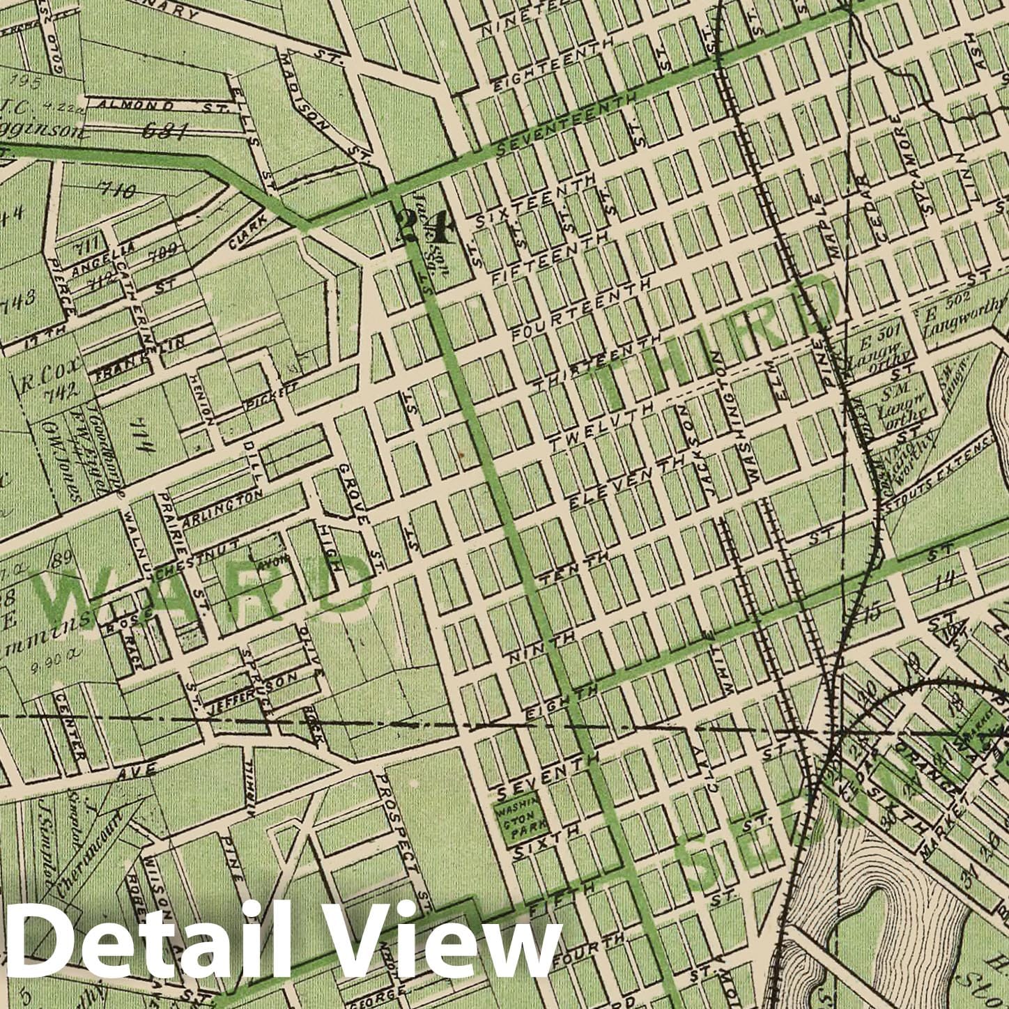 Historic Map - 1875 Plan of Dubuque, Dubuque County, State of Iowa. - Vintage Wall Art
