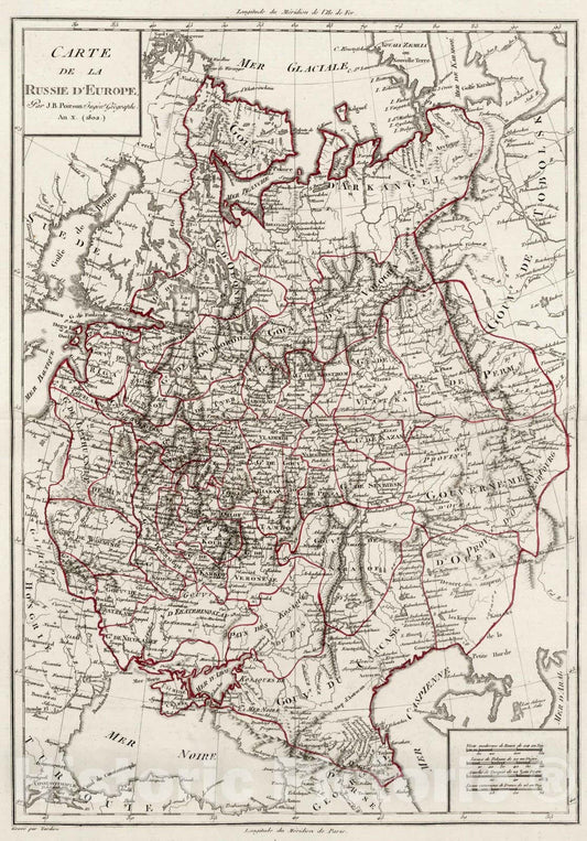 Historic Map : Russia, 1810 IX. Carte de la Russie d'Europe. , Vintage Wall Art