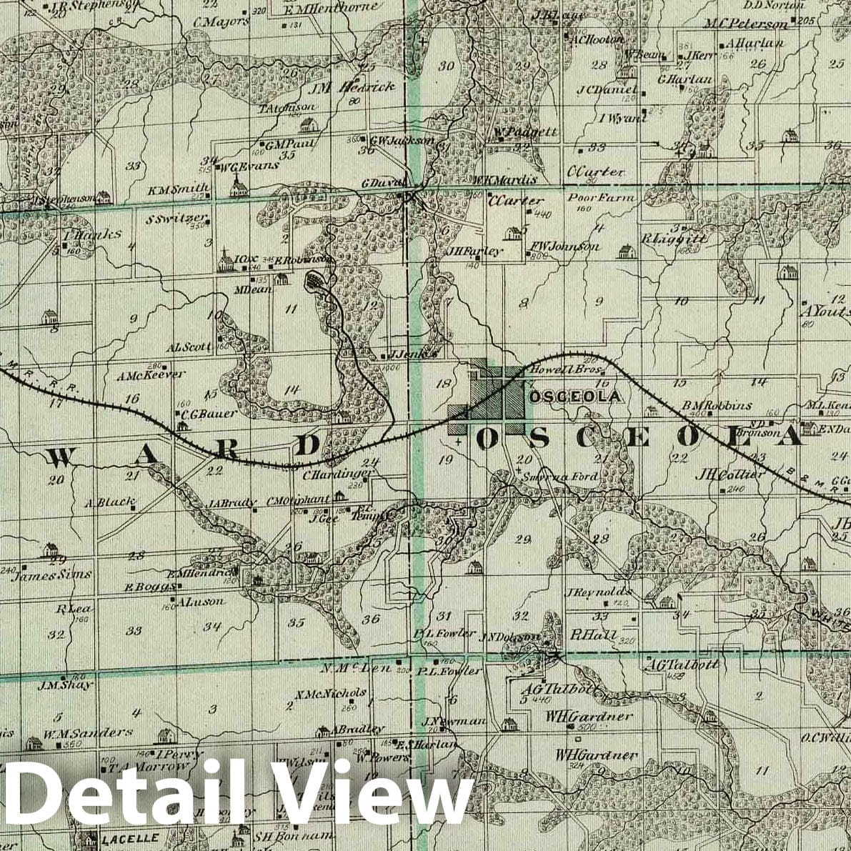 Clarke County - Railroad Map, 1875 - Historical Map Print