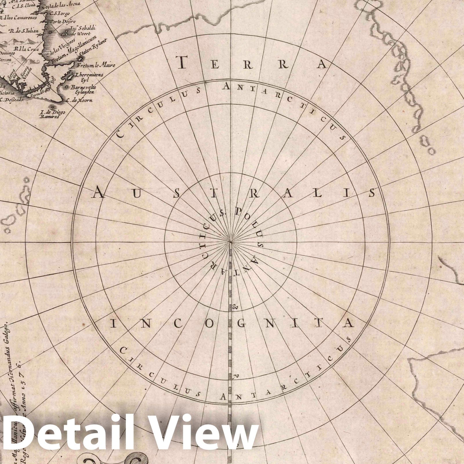 Antarctica - Nautical Chart, 1650 - Historical Map Print