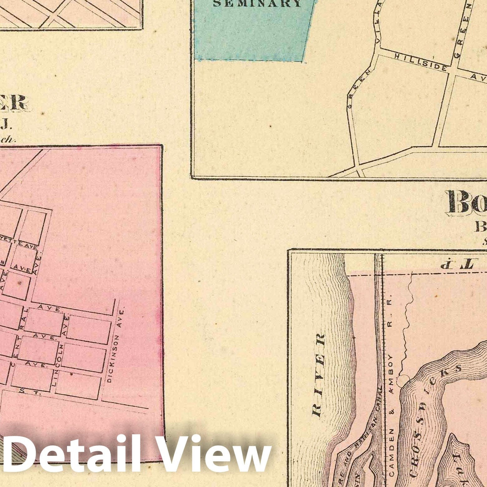 Madison, Bordentown, Manchester, Toms River & Lakewood, New Jersey - Railroad Map, 1872