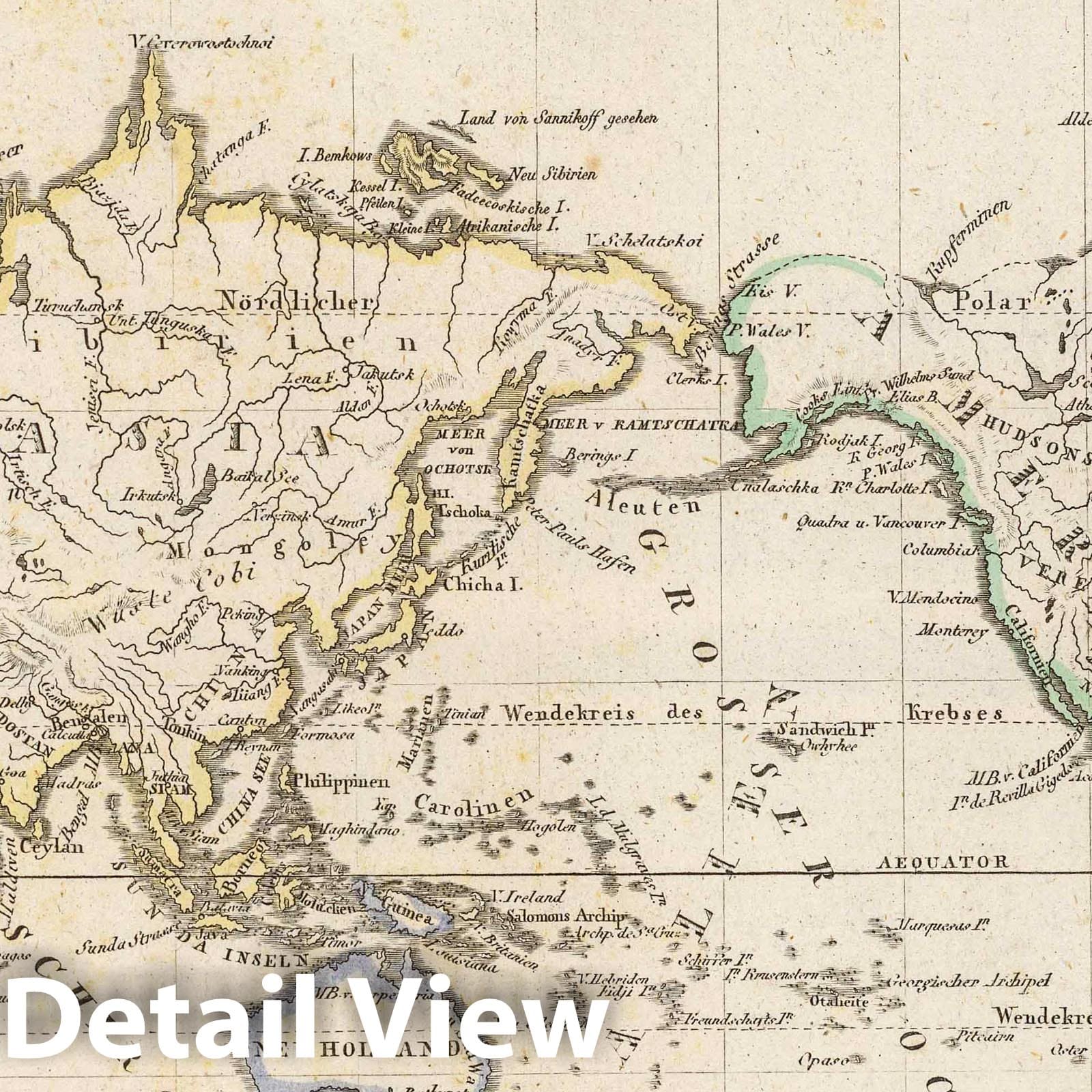 World Map in Mercator's Projection, 1822 - Historical Map Print