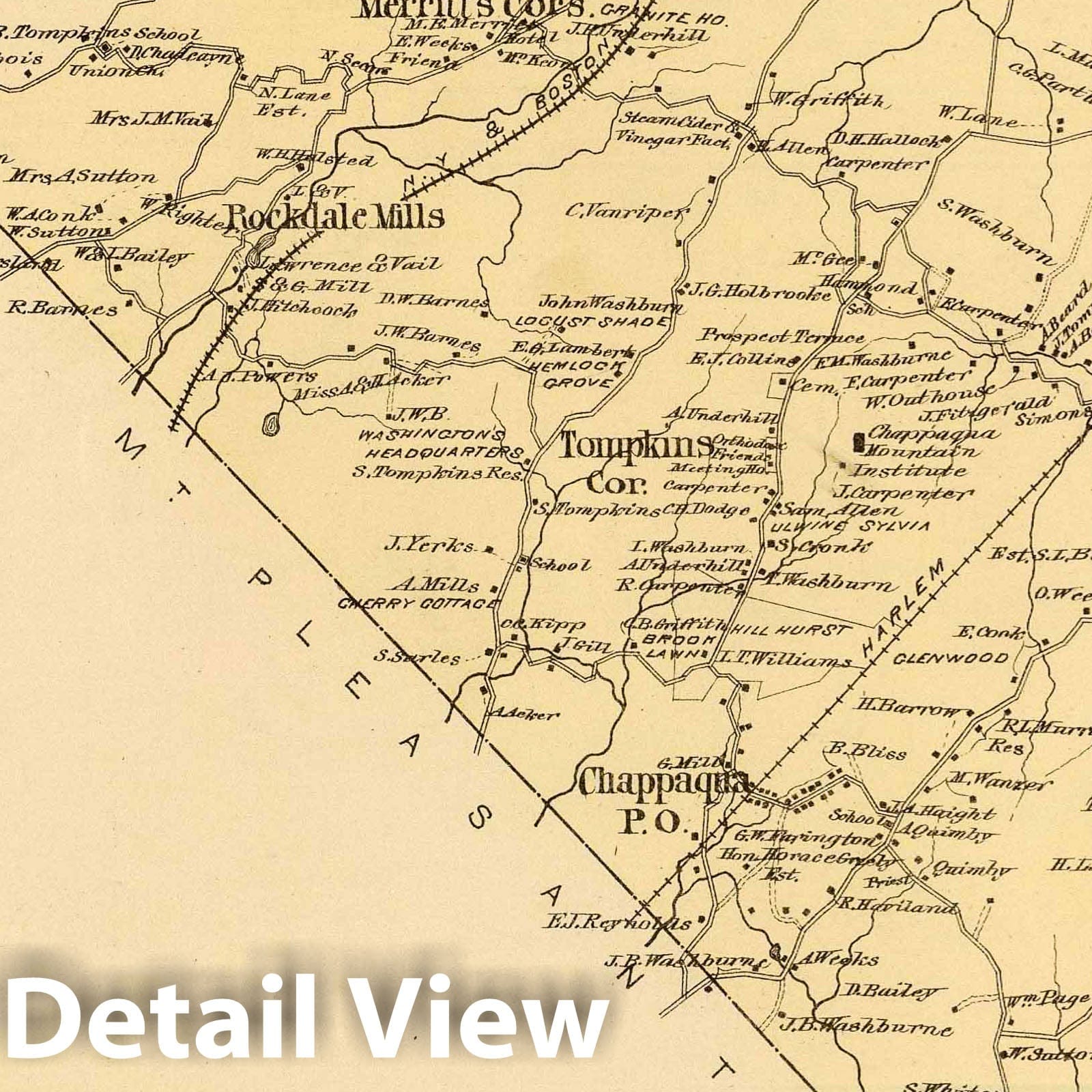 Newcastle, New York - Railroad Map, 1881 - Bromley Atlas of Westchester County