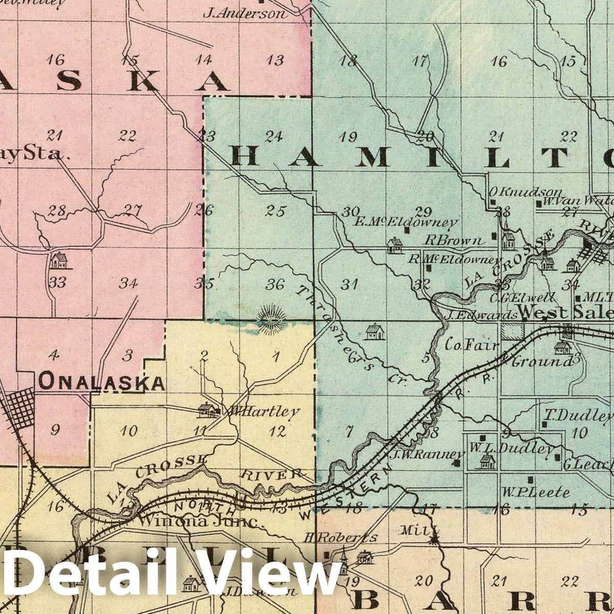 La Crosse County, Wisconsin - Geologic Map, 1878 - Historical Map Print