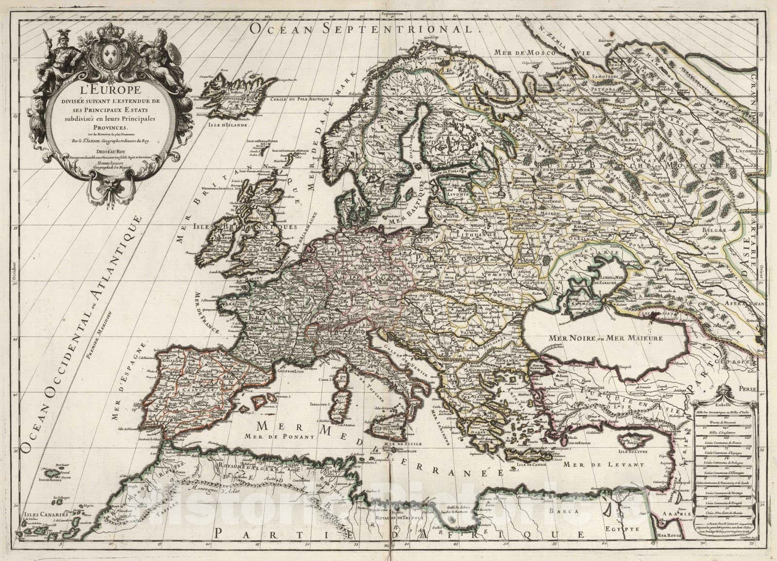 Historic Map : 1706 L'Europe. - Vintage Wall Art