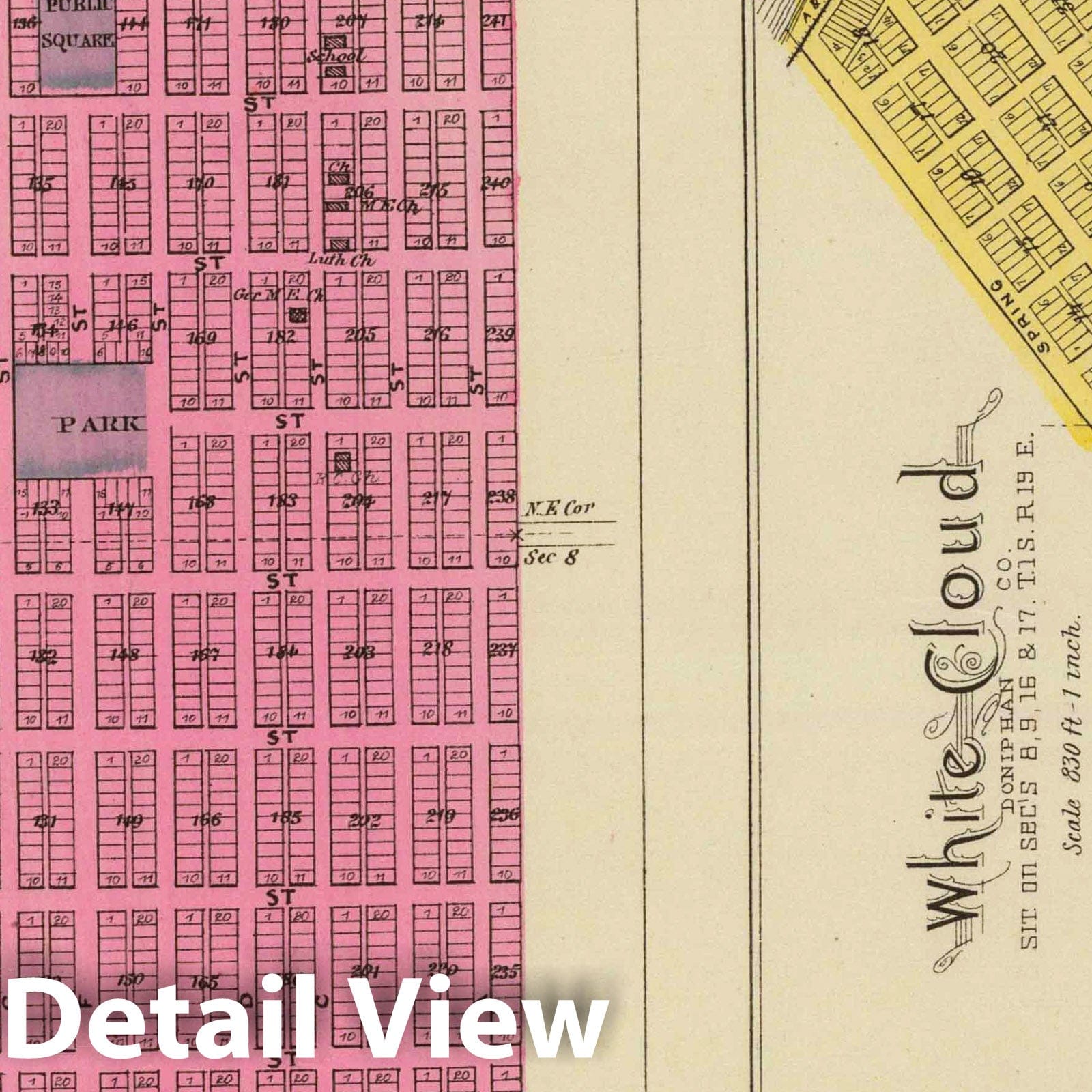 Eudora, White Cloud, and Maynard, Kansas - 1887 Historical Map Print