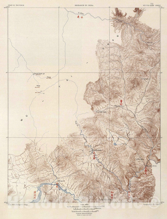 Historic Map : China, 1906 C-I. Wu-Tai-hien Sheet. , Vintage Wall Art