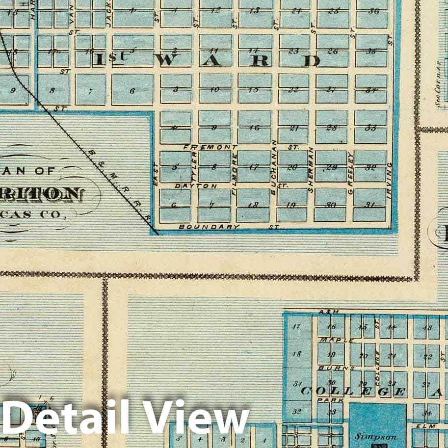 Chariton, Grand Junction, Mitchellville, and Indianola, Iowa 1875 Historical Map Print