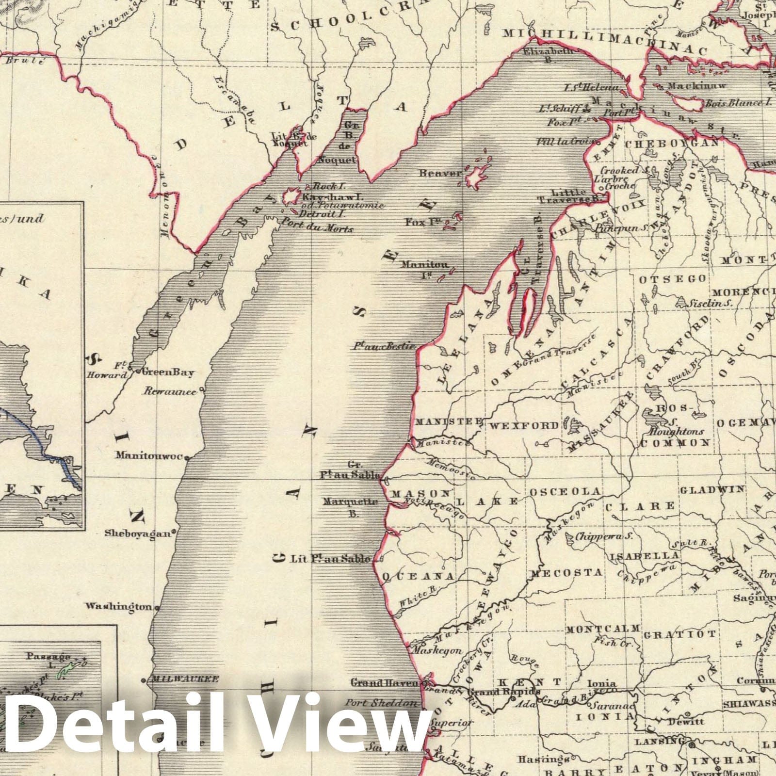 Michigan with Isle Royale - Railroad Map, 1854 - Historical Map Reproduction