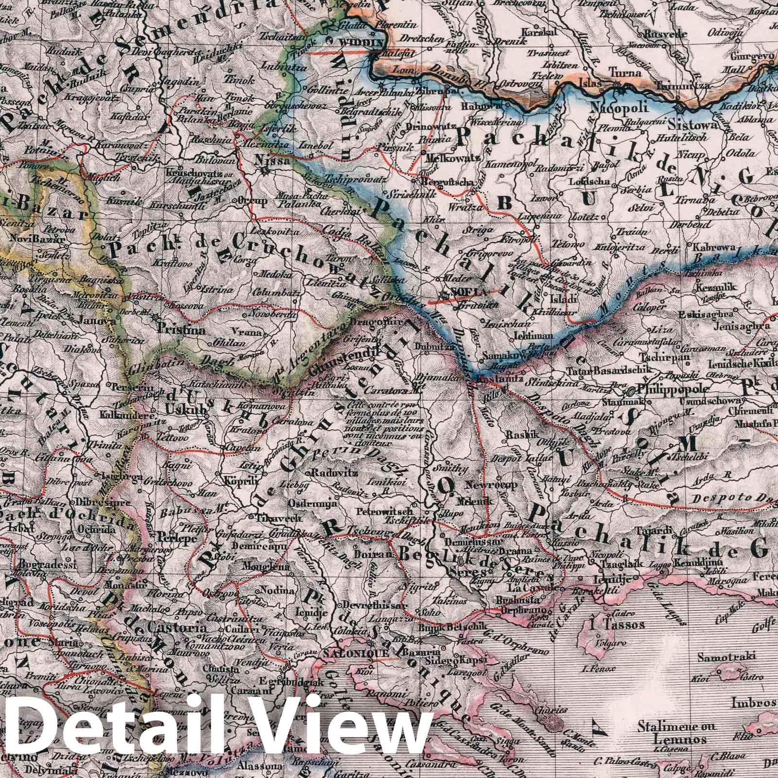 Ottoman Empire in Europe, 1834 - Historical Map Reproduction