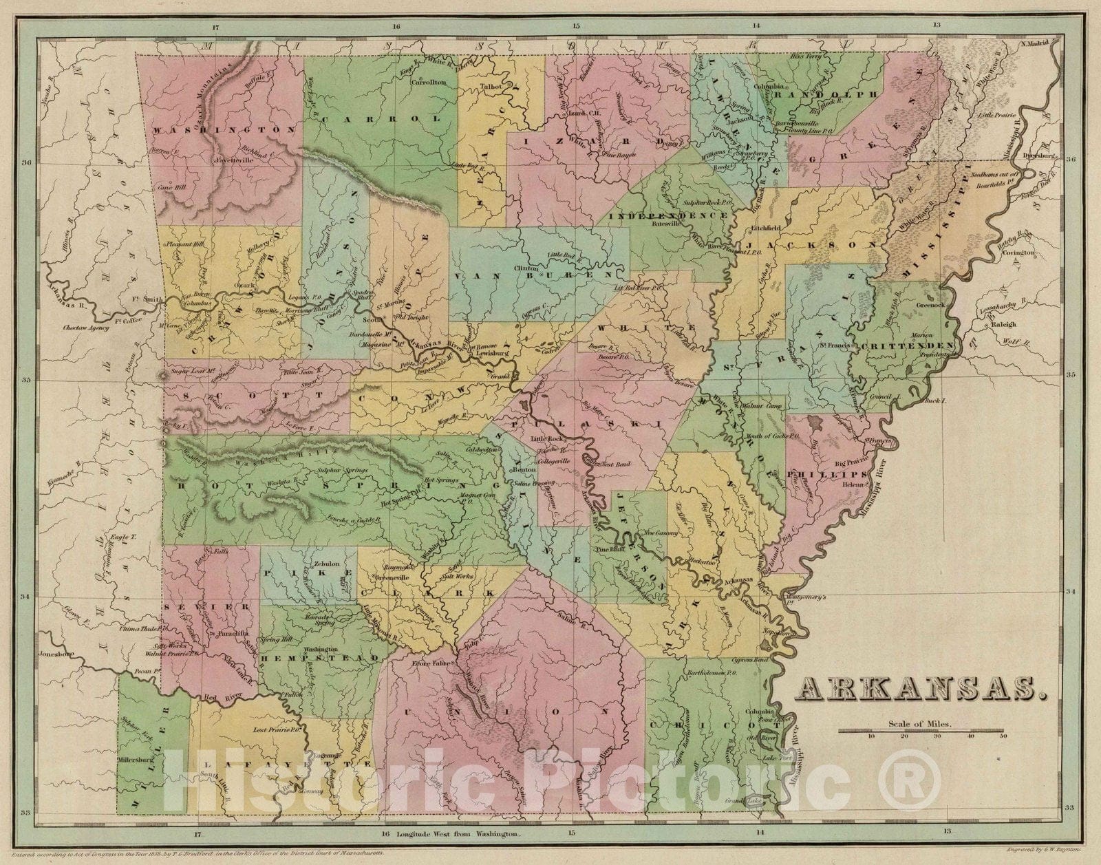 Historic Map : National Atlas - 1838 Arkansas. - Vintage Wall Art