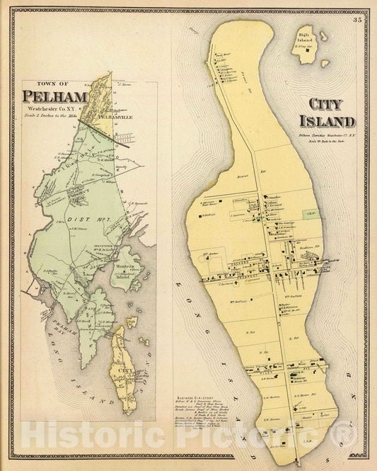 Historic Map : 1868 City I, Pelham, Town. - Vintage Wall Art