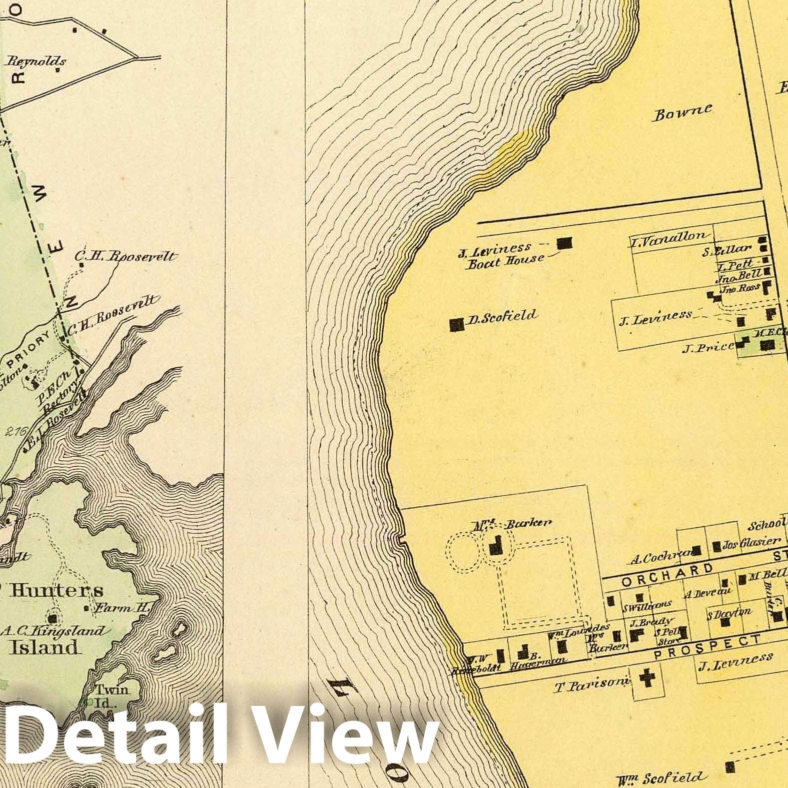 City Island and Pelham Township, Westchester County, New York 1868 Historical Map Print