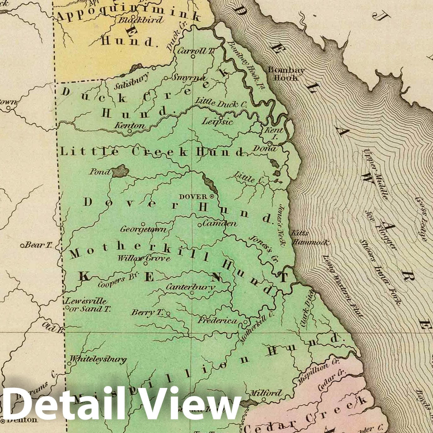 Delaware, 1838 - Historical Map Print from Bradford's Atlas