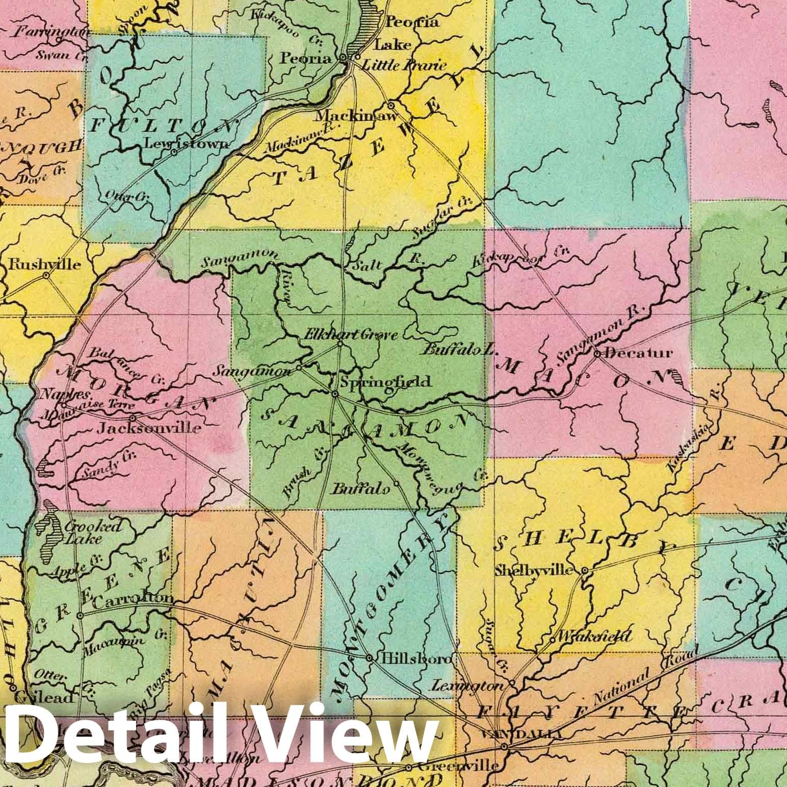 Illinois, 1835 - Hand-Colored Historical Map Print
