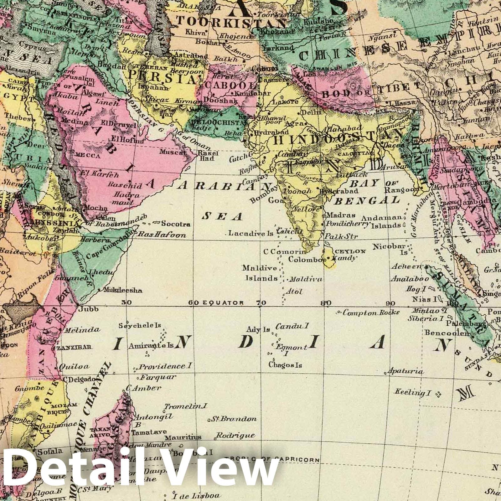 Eastern Hemisphere - Geologic Map, 1878 - Historical Atlas Print