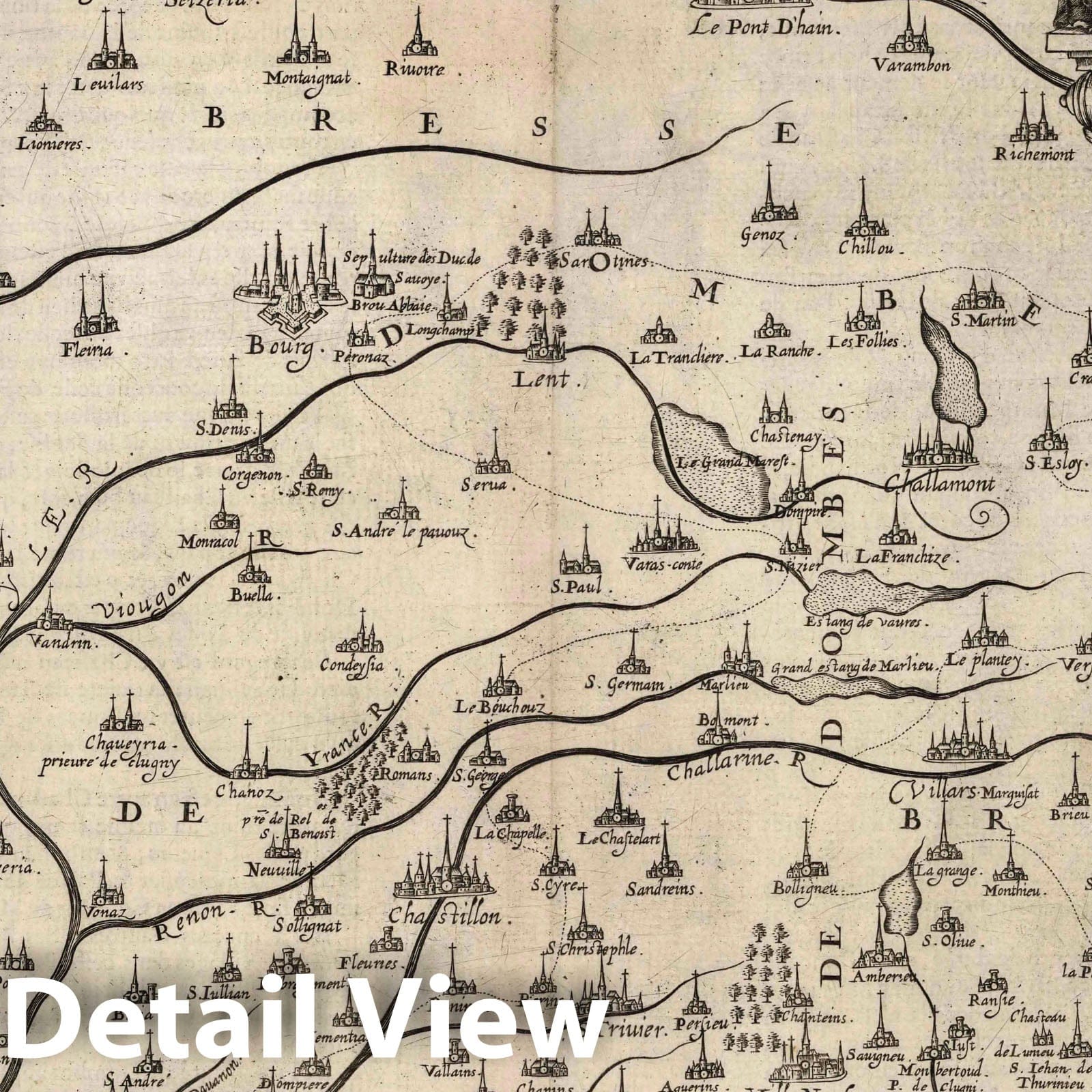 Dombes, 1632 - Historical Map Print from Theatre geographique du royaume de France
