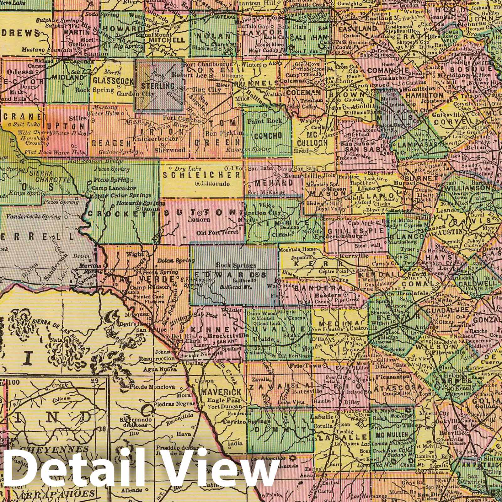 Texas - Railroad Map, 1909 - Historical Map Print