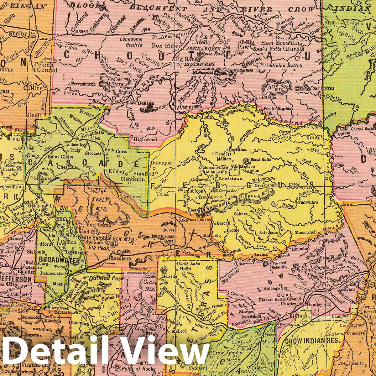 Montana Historical Map 1909 - Rand McNally Railroad Map Print