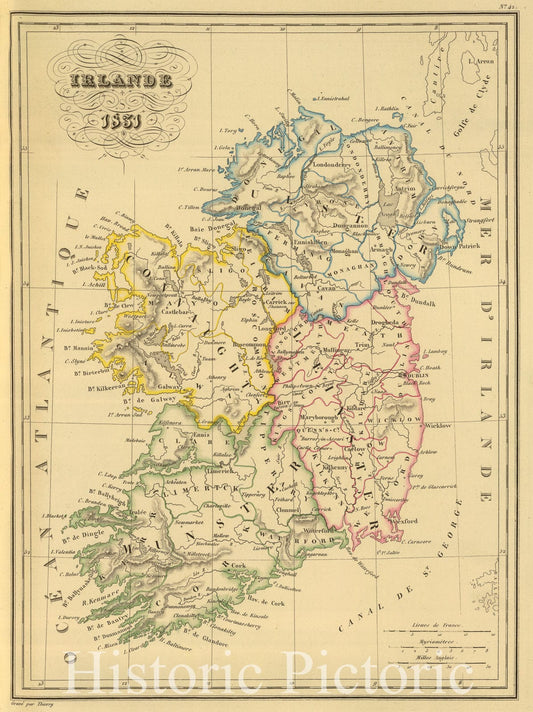 Ireland - Plate No. 42, 1837 - Historical Map Print