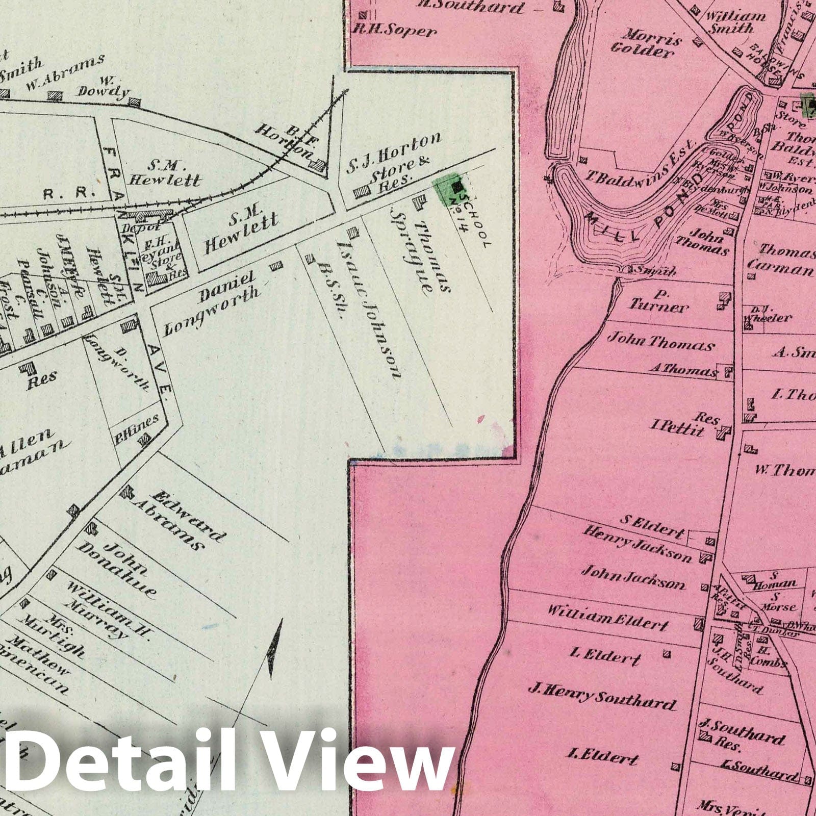 Hewletts, Hempstead, Long Island Property Map 1873 - Historical Map Print