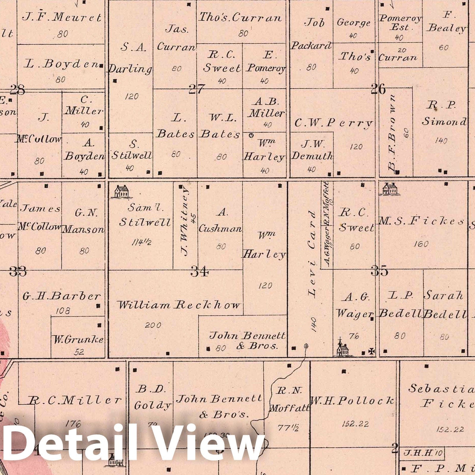 Shirland Township, Winnebago County, Illinois 1886 Historical Map Print