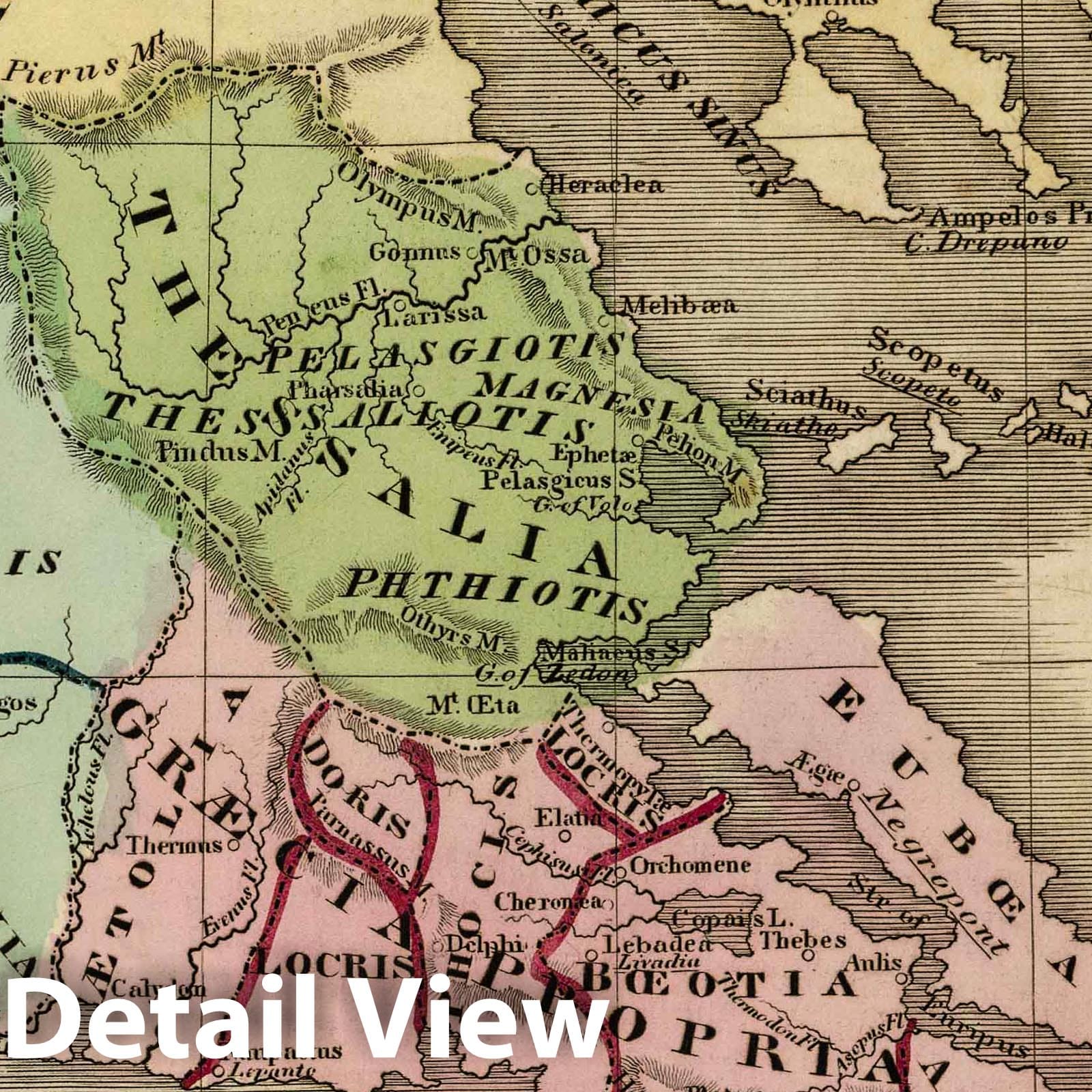 Ancient Greece with Crete, 1827 - Historical Map Print
